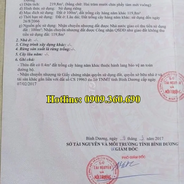 mua Đất dĩ an giá rẻ ? Chính chủ cần bán lô đất  5 x 42 = 219 m2. Thổ cư : 207 m2- mặt tiền đường Lê Văn Tiên, Khu phố  Đông Chiêu, Phường Tân Đông Hiệp. Tp. Dĩ An, Bình Dương