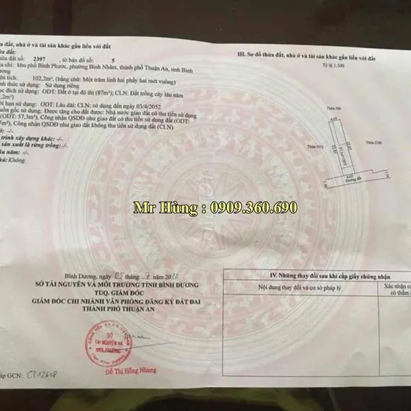 BÁN ĐẤT TẠI BÌNH NHÂM THUẬN AN, DIỆN TÍCH 102 M2 