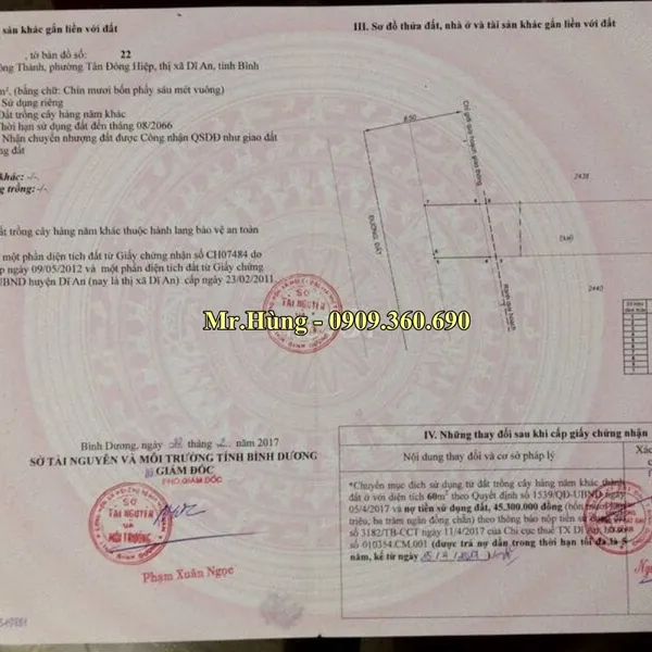 BÁN ĐẤT ĐÔNG THÀNH, TÂN ĐÔNG HIỆP, TP DĨ AN D- Diện tích - 94,6m2