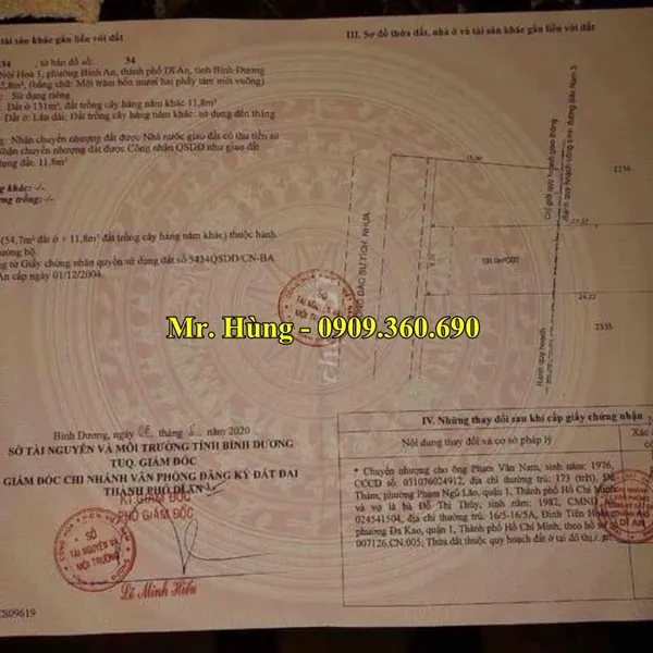 MUA ĐẤT NỀN DĨ AN - 142,8 m2, Thổ Cư 131 m2 - Khu Phố Nội Hóa 1, Phường Bình An, Thành phố Dĩ an, Bình dương