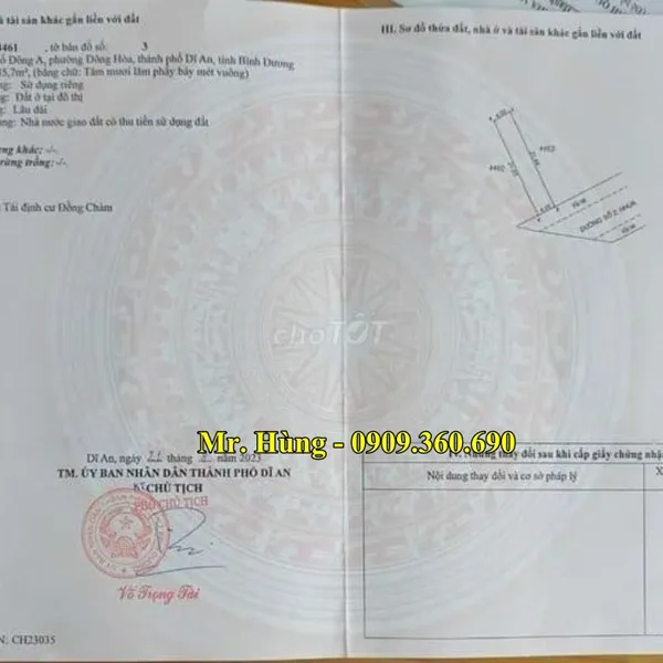 MUA ĐẤT DĨ AN? Bán lô đất dĩ an - 85,7m2 - full thổ cư -  chính chủ tại KDC Đồng Chàm, Đông Hòa , Dĩ an, Bình dương.