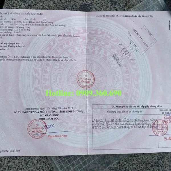 MUA ĐẤT DĨ AN – Diện tích : 4,4x14,3=64 m2 , Thổ cư : 64m2- Chính chủ bán gấp lô đất Tân Đông Hiệp, Dĩ An, Bình dương.