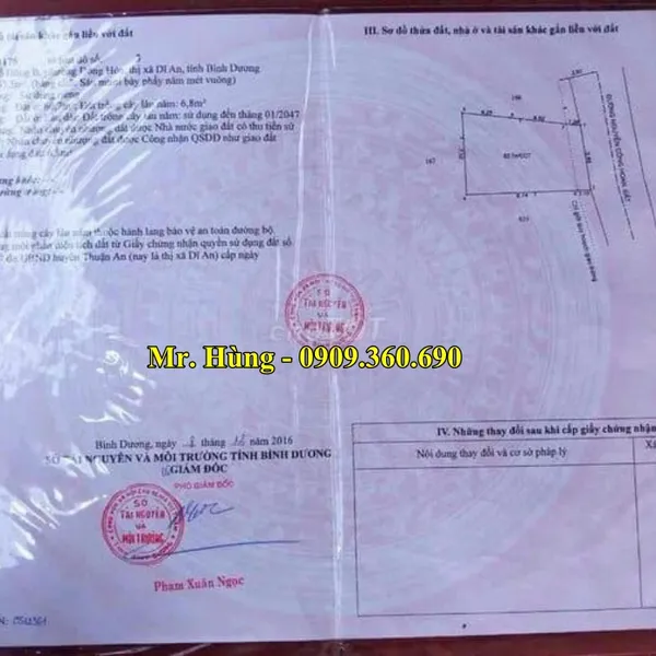 BÁN ĐẤT DĨ AN -  Mặt tiền đường - 5,7x 10,3=67,5 m2 , Thổ cư :  60,7m2. Nở Hậu 7.10M- Khu phố Đông Ba B, Phường Đông Hòa, Tp.Dĩ an, Bình Dương.