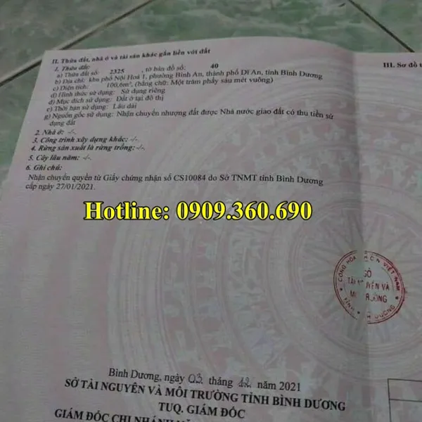 BẠN CẦN MUA ĐẤT DĨ AN?  5x20.2=100.7 m2- full thổ cư -  Khu phố Nội Hóa 1, phường Bình an, Thành phố Dĩ An, Bình Dương