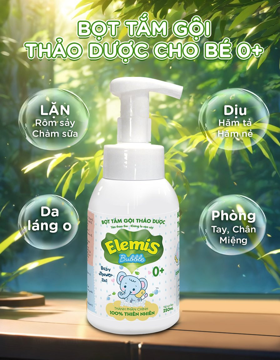 Bọt tắm gội thảo dược Elemis Bubble - Tặng Gcaj rơ lưỡi thảo dược Elemis