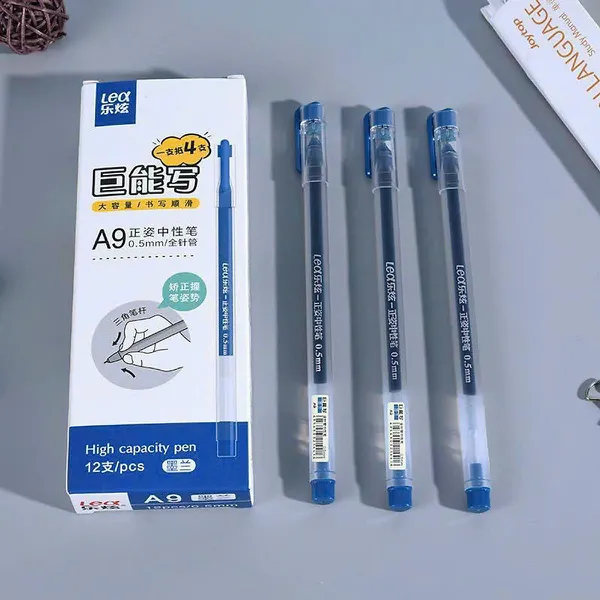 Hộp 12 Cây Bút Gel LEX A9 (ngòi 0.5mm) thân trong suốt nét đẹp mực đậm và đều