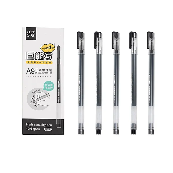 Hộp 12 Cây Bút Gel LEX A9 (ngòi 0.5mm) thân trong suốt nét đẹp mực đậm và đều