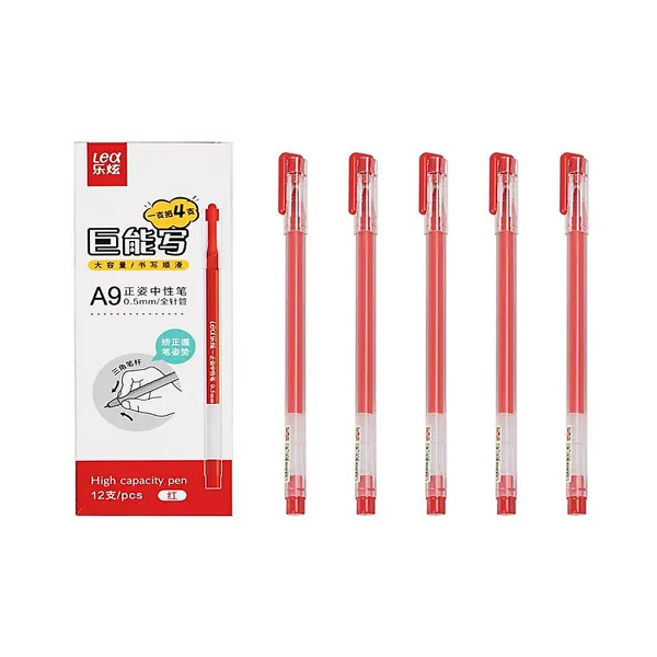 Hộp 12 Cây Bút Gel LEX A9 (ngòi 0.5mm) thân trong suốt nét đẹp mực đậm và đều