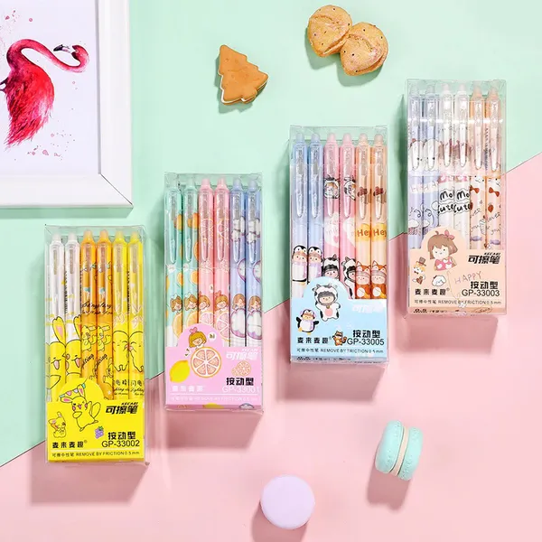 Hộp 12 Cây Bút Gel Bấm Tẩy Xóa được nhiều mẫu dễ thương (mực xanh/tím)