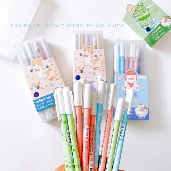 Hộp 12 cây Bút Gel Xóa Được CHOSCH (Đựng trong hộp nhựa cao cấp) mực đậm và đều chuyên dành cho học sinh tiểu học