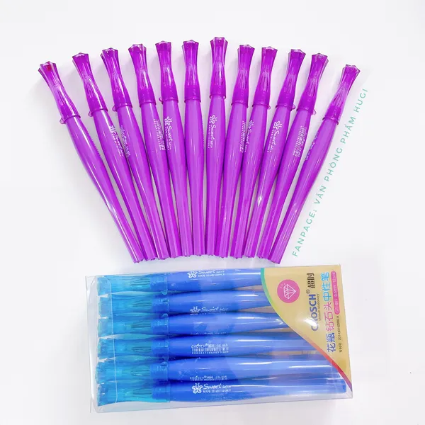Hộp 12 Cây Bút Gel Kim Cương CHOSCH CS-885 loại tốt mực đậm và đều (mực xanh/tím)
