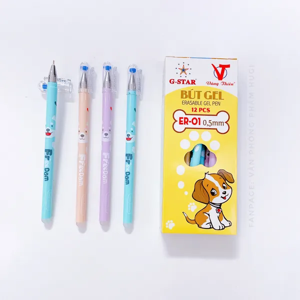 Hộp 12 Cây Bút Gel Xóa Được Gstar ER-01 (loại tốt) mực đậm và đều chuyên dành cho các em học sinh tiểu học