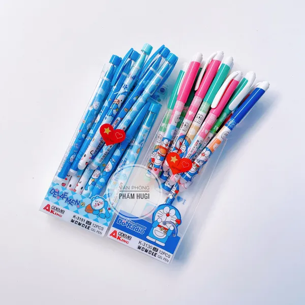 Hộp 12 cây bút Gel Bôi Xóa Được (Ngòi 0.38mm) Aodemei hình Doremon dễ thương