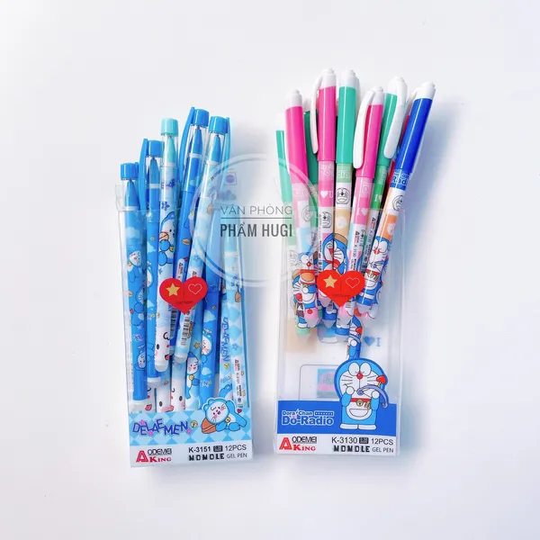 Hộp 12 cây bút Gel Bôi Xóa Được (Ngòi 0.38mm) Aodemei hình Doremon dễ thương