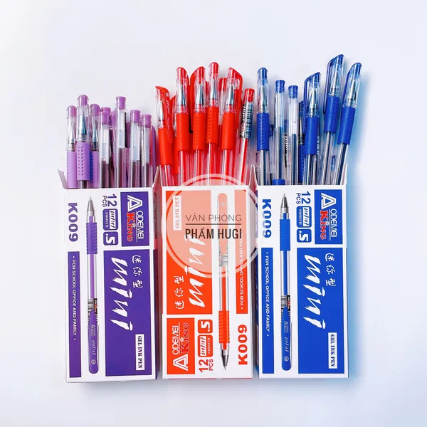 Hộp 12 Cây Bút Gel Mini (mực xanh/tím/đỏ/đen) mực nhiều tiết kiệm nét chữ đều và đẹp