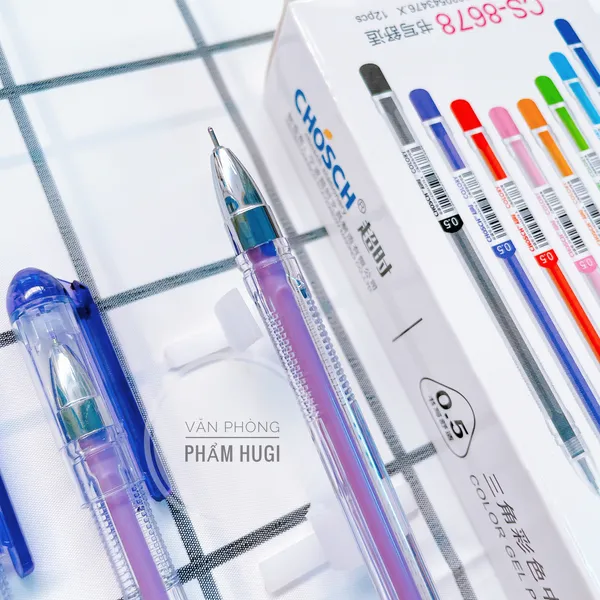 Hộp 12 cây bút gel nước mực tím CHOSCH CS - 8678 (Loại tốt) mực đậm và đều
