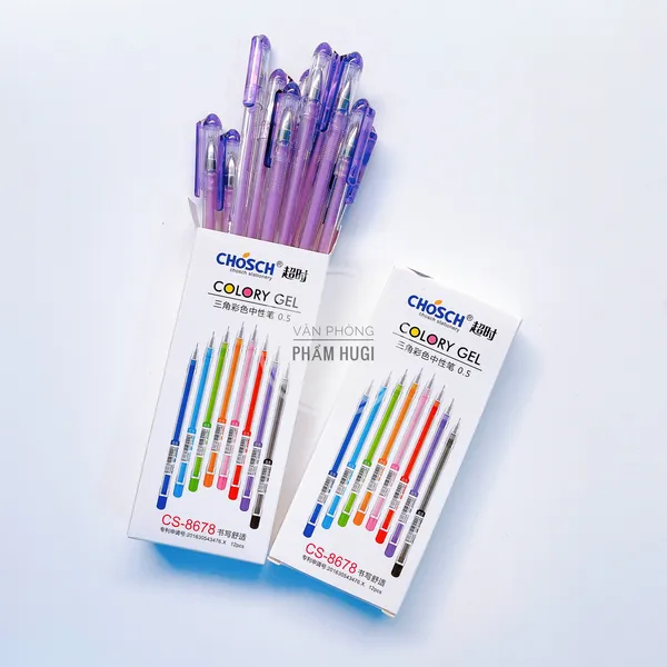 Hộp 12 cây bút gel nước mực tím CHOSCH CS - 8678 (Loại tốt) mực đậm và đều