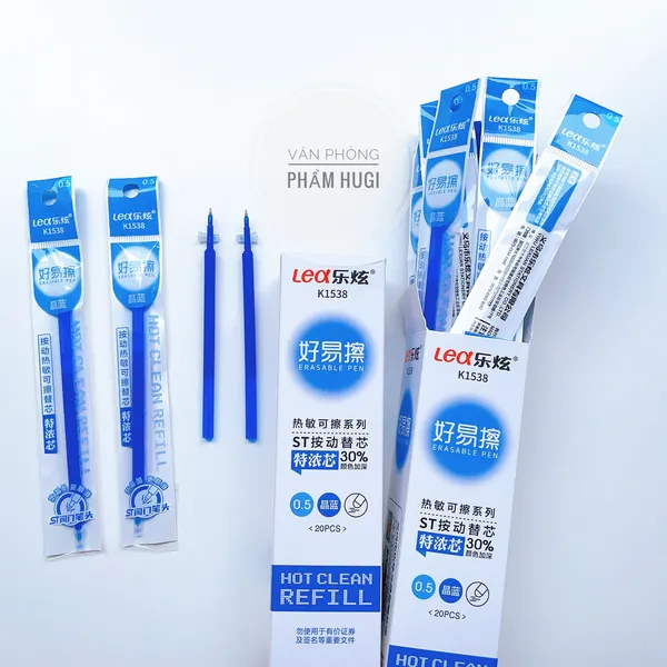 Hộp 20 ruột bút gel Bấm Xóa được loại tốt (mực Xanh/Tím) ruột thay thế cho bút gel Bấm Xóa