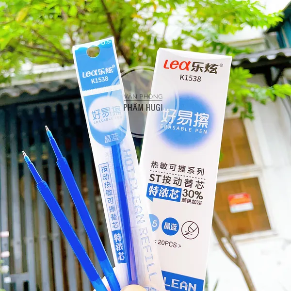 Hộp 20 ruột bút gel Bấm Xóa được loại tốt (mực Xanh/Tím) ruột thay thế cho bút gel Bấm Xóa