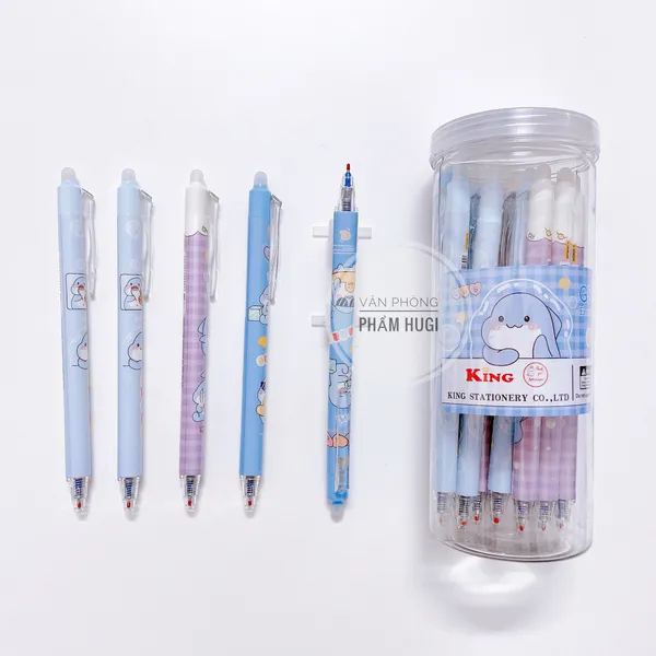 Lon 20 Cây Bút Gel Bấm Tẩy Xóa Được nhiều mẫu dễ thương (mực Xanh/Tím) tiết kiệm hơn
