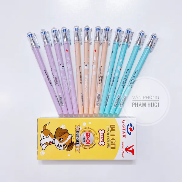 Hộp 12 Cây Bút Gel Xóa Được Gstar ER-01 (loại tốt) mực đậm và đều chuyên dành cho các em học sinh tiểu học