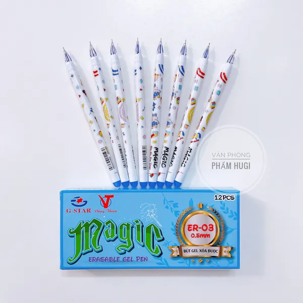 Hộp 12 Cây Bút Gel Tẩy Xóa Được Gstar ER-03 (Loại tốt) mực đậm và đều chuyên dùng cho các em học sinh tiểu học
