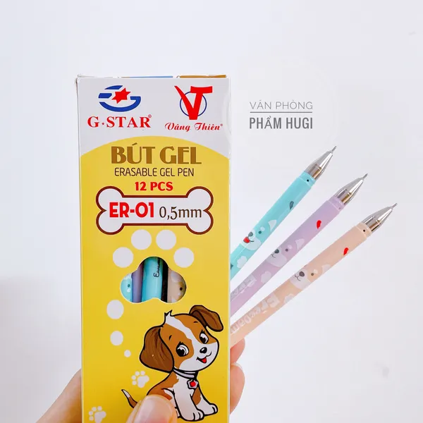 Hộp 12 Cây Bút Gel Xóa Được Gstar ER-01 (loại tốt) mực đậm và đều chuyên dành cho các em học sinh tiểu học