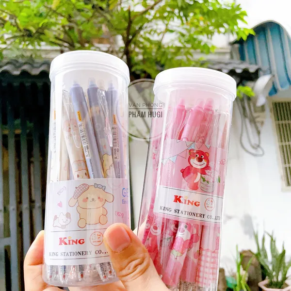 Lon 20 Cây Bút Gel Bấm Tẩy Xóa Được nhiều mẫu dễ thương (mực Xanh/Tím) tiết kiệm hơn