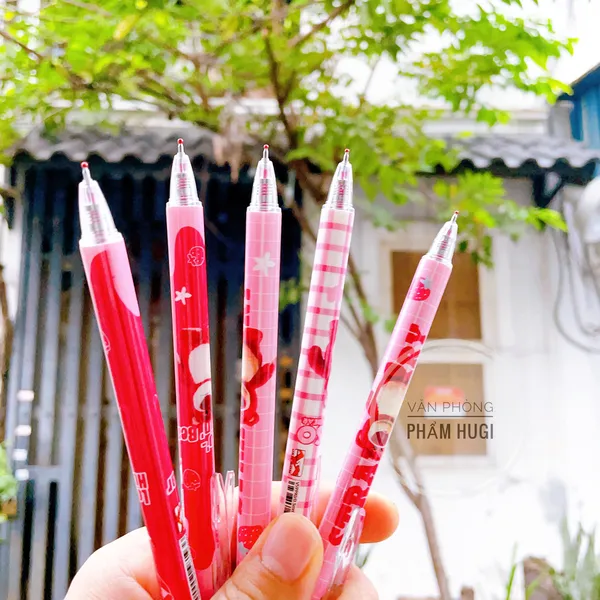 Lon 12 cây bút gel Bấm Tẩy Xóa được nhiều mẫu dễ thương (mực Xanh/Tím)