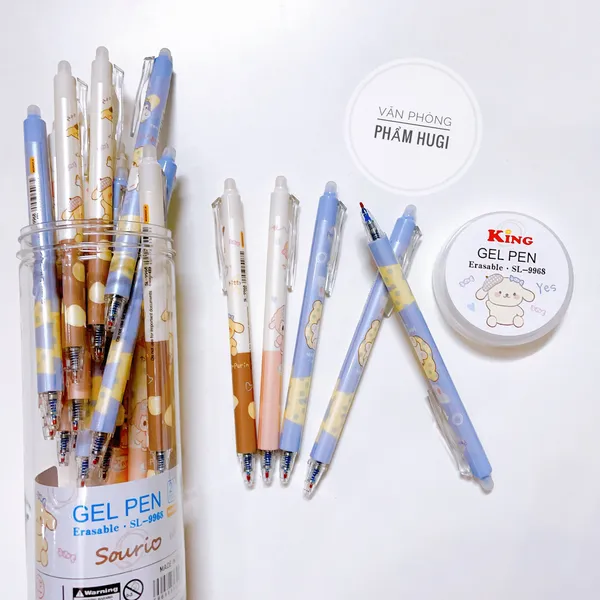 Lon 20 Cây Bút Gel Bấm Tẩy Xóa Được nhiều mẫu dễ thương (mực Xanh/Tím) tiết kiệm hơn