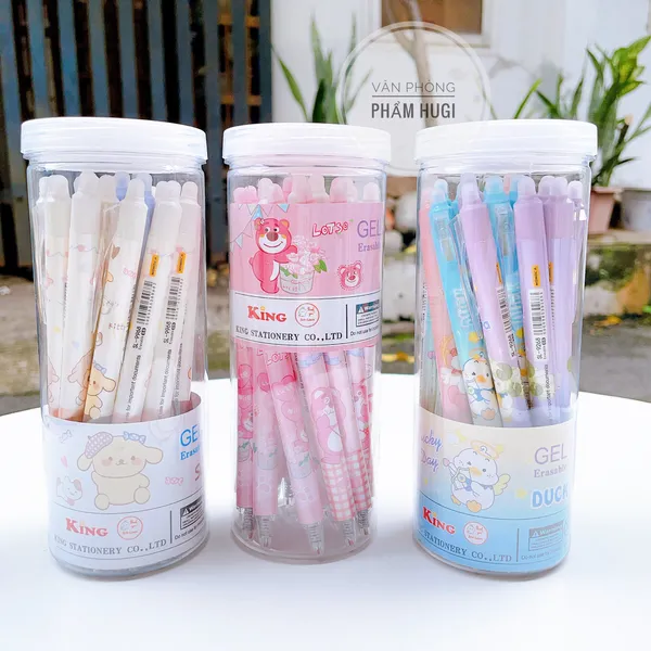 Lon 20 Cây Bút Gel Bấm Tẩy Xóa Được nhiều mẫu dễ thương (mực Xanh/Tím) tiết kiệm hơn
