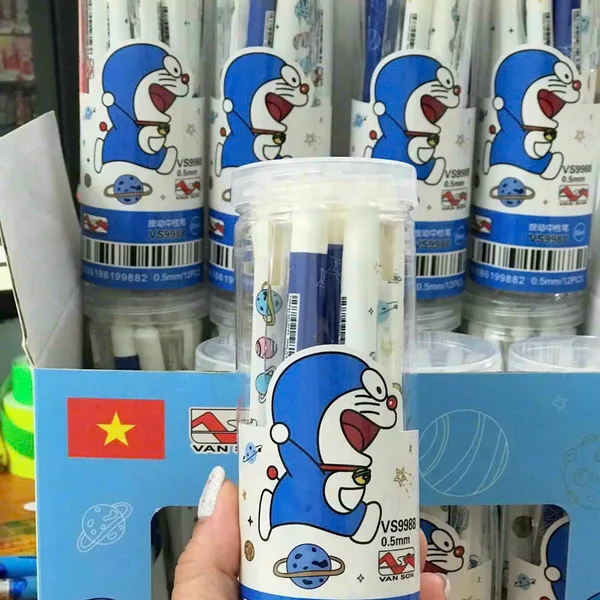 Lon 12 cây bút gel Bấm Tẩy Xóa được nhiều mẫu dễ thương (mực Xanh/Tím)