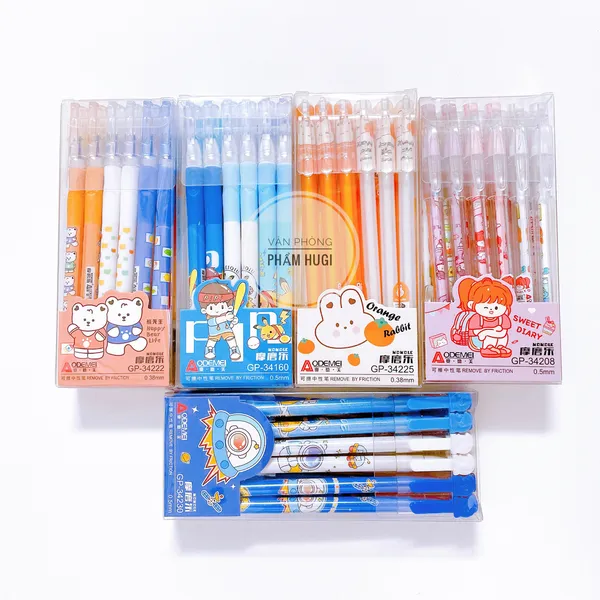 Hộp 12 Cây Bút Gel Tẩy Xóa Được Aodemei loại tốt mực đậm và đều (nhiều mẫu dễ thương)