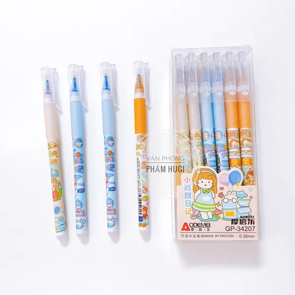 Hộp 12 Cây Bút Gel Tẩy Xóa Được Aodemei loại tốt mực đậm và đều (nhiều mẫu dễ thương)