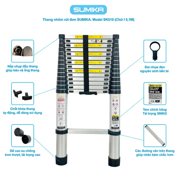 Thang Nhôm Rút Xếp Chữ A SUMIKA SK510