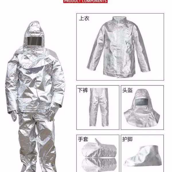 Bộ Quần Áo Chống Cháy Tráng Nhôm Chịu Nhiệt 1000 Độ C