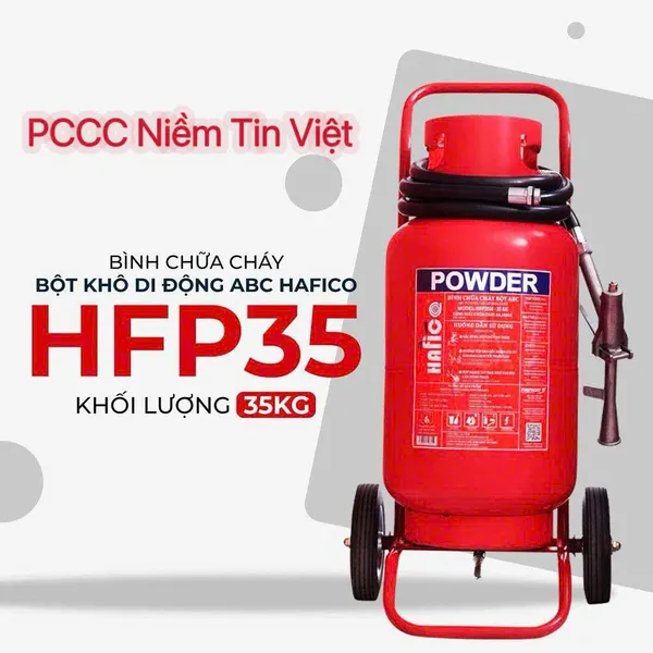 Bình Chữa Cháy Xe Đẩy Bột Khô ABC 35Kg Hafico