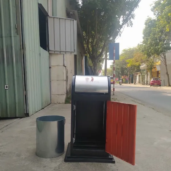 Thùng Rác Công Cộng Ngoài Trời A78-B Màu Cam