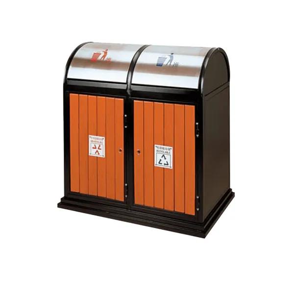 Thùng Rác Gỗ Công Cộng 2 Ngăn Ngoài Trời A78-O