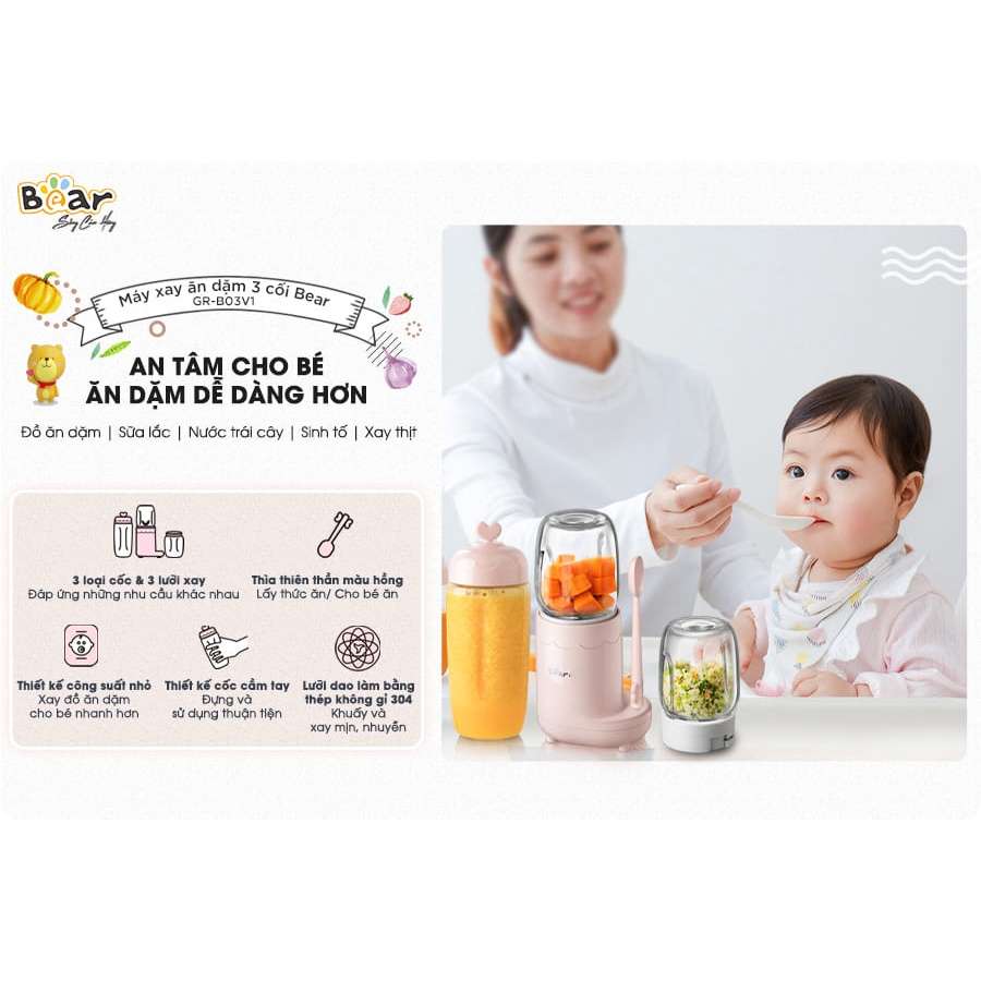 Máy xay 3 Cối Ăn Dặm Bear LLJ C04J1