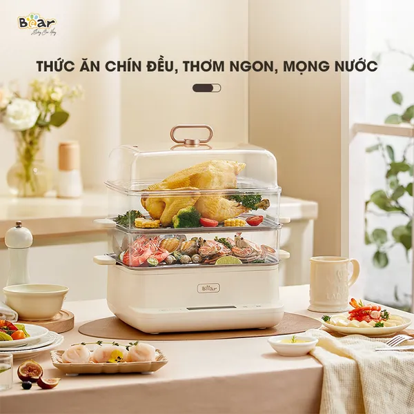 Nồi hấp điện đa năng 3 tầng Bear DZG-CA2G2