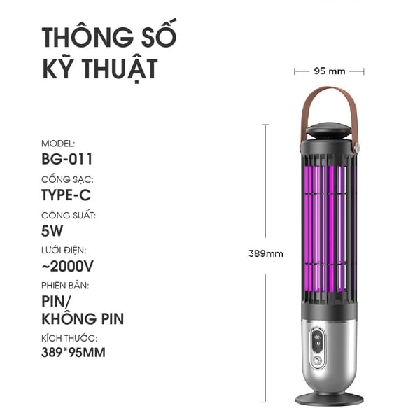 Đèn bắt muỗi TULI TL-011 (Có Pin)