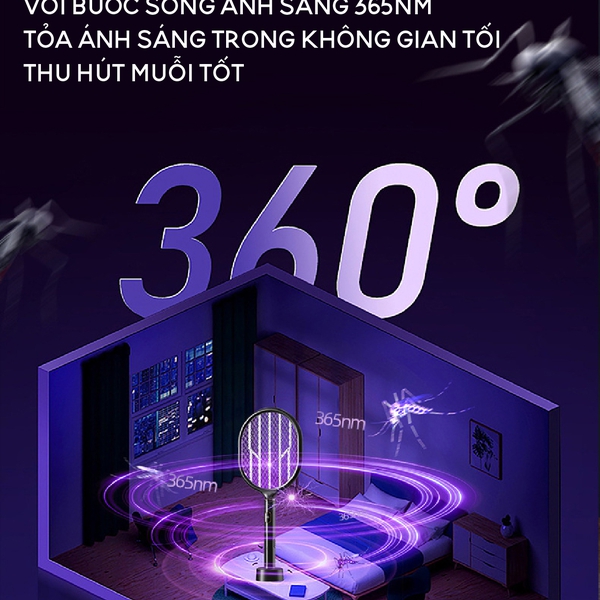 Vợt bắt muỗi thông minh TULI VM03 nâng cấp, hiển thị pin