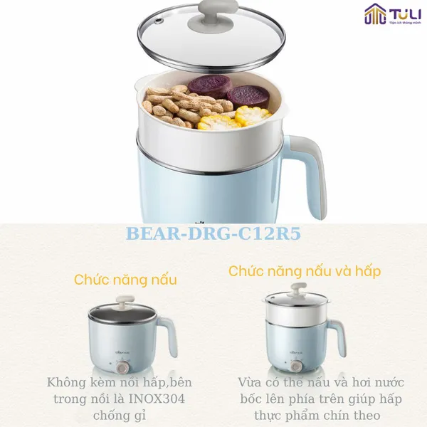 Nồi điện đa năng 1.2L Bear DRG-C12R5