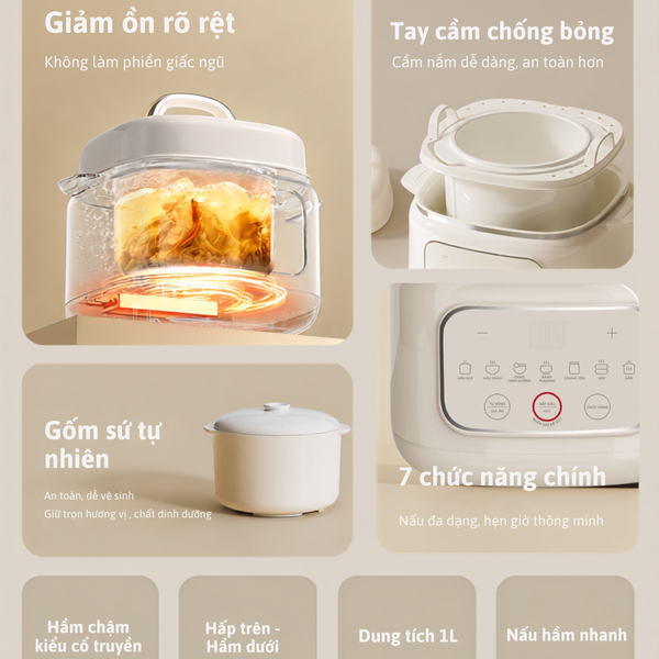 Nồi nấu chậm TULI TL-NNC1L - dung tích 1L