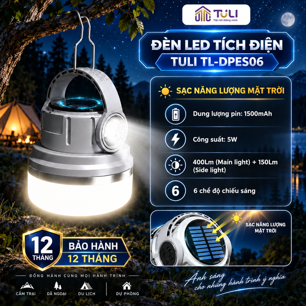 Đèn treo tích điện TULI TL-DPES06 - 6 chế độ sáng