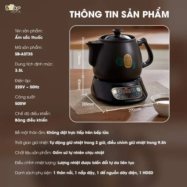 Ấm sắc thuốc Bear SB-AST35 (JYH-B40Q1)
