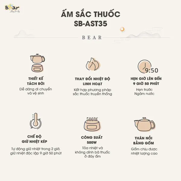 Ấm sắc thuốc Bear SB-AST35 (JYH-B40Q1)