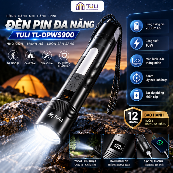 Đèn pin đa năng TULI TL-DPWS900 - 2000mah