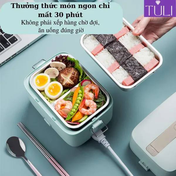 Hộp cơm điện cầm tay mini đa năng giữ nhiệt 2 tầng Bear DFH-B12E1